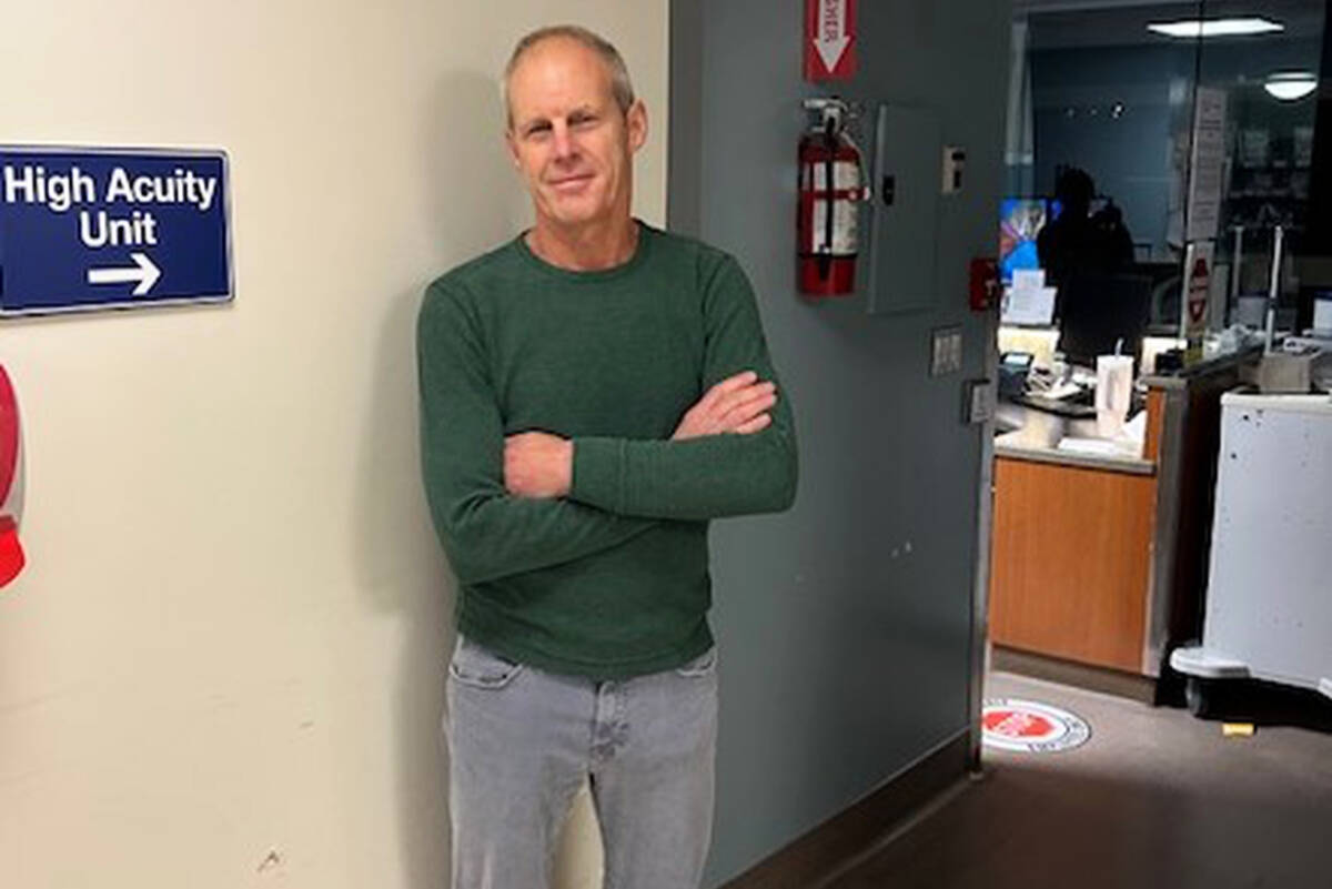 Dr. Scott McKee stands outside the three-bed High Acuity Unit (HAU) at Shuswap Lake General Hospital. Mckee is the hospital’s former head of Internal Medicine and Critical Care, the group that oversees the HAU that houses critically ill patients including peri-operative cases and almost all cardiac admissions. (Photo contributed)