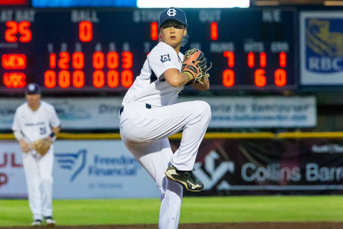 In the summer of 2017, Claire Eccles became the first woman to play in the WCL. (Photo courtesy of Christian Stewart/Victoria HarbourCats)
