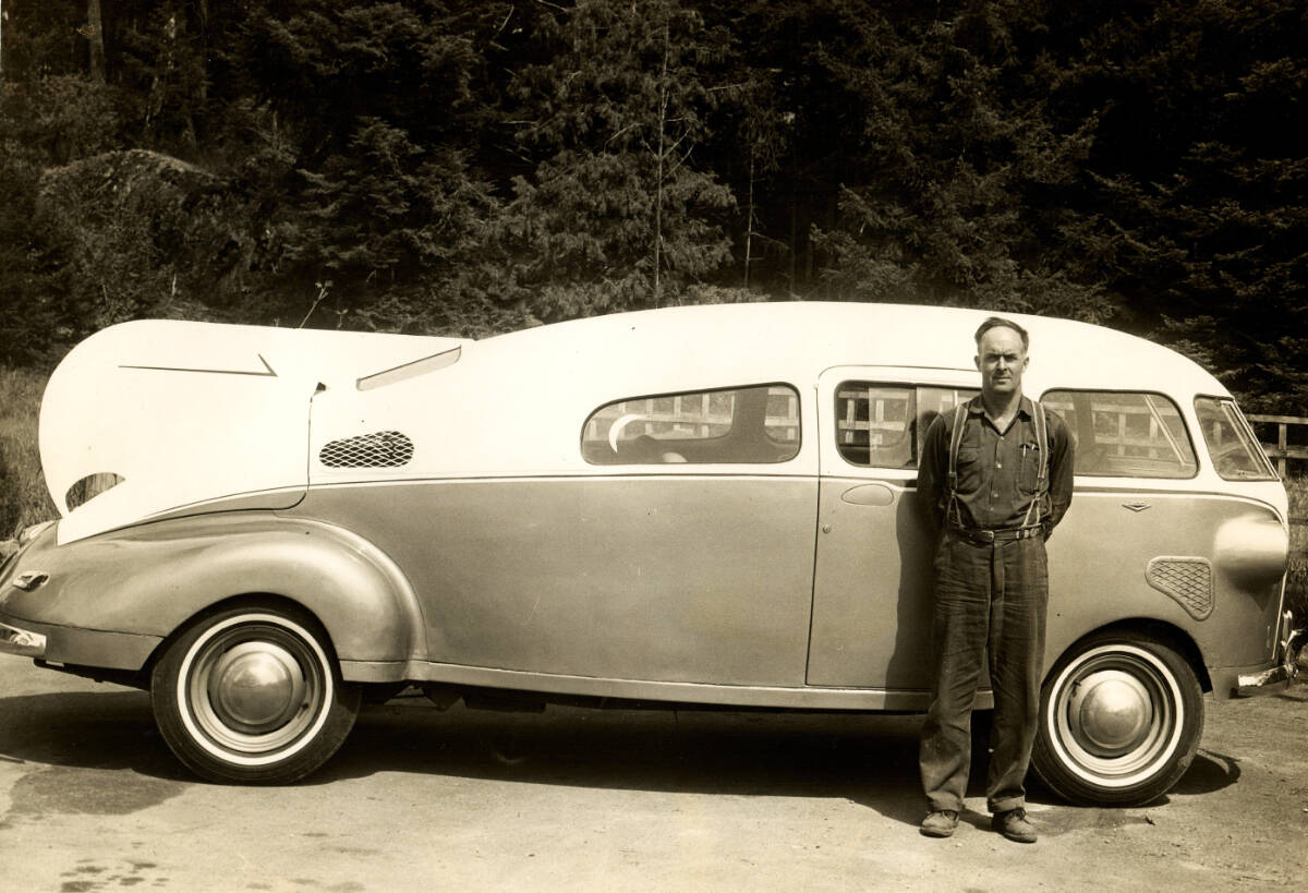The Spirit of Tomorrow was designed and built between 1938 and 1942 by Basil ‘Barney’ Oldfield at his home near Prospect Lake is now on display at Heritage Acres in Central Saanich. (Oldfield family photo)